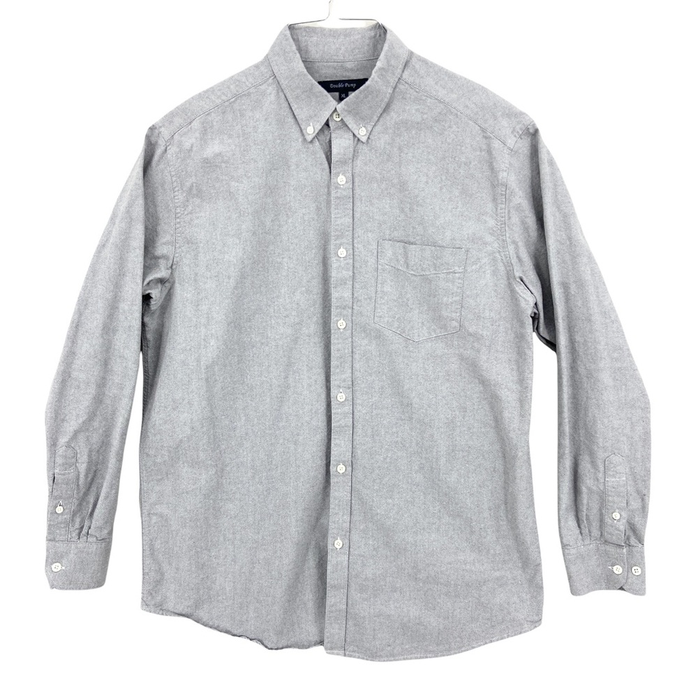 DOUBLE PUMP Shirt Button Down 100% Cotton Long Sleeve Gray